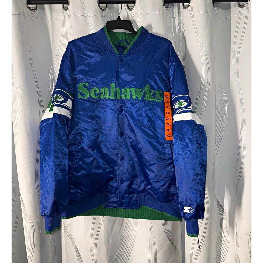 Starter Seattle Seahawks NFL Football Jacket Blue/Green/White Men's Size 2XL